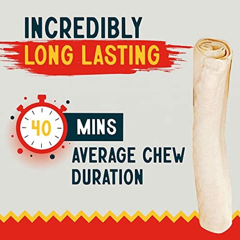 Canine Chews 10-11" Rawhide Bones for Large Dogs, Durable USA Beefhide Dog Rawhide Chews, Retriever Rolls 20 Pack (5 lbs)
