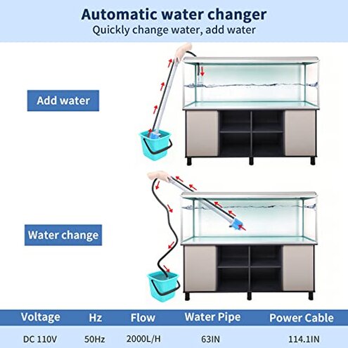 UPETTOOLS Aquarium Gravel Cleaner - Electric Automatic Removable Vacuum Water Changer Sand Algae Cleaner Filter Changer 110V/28W