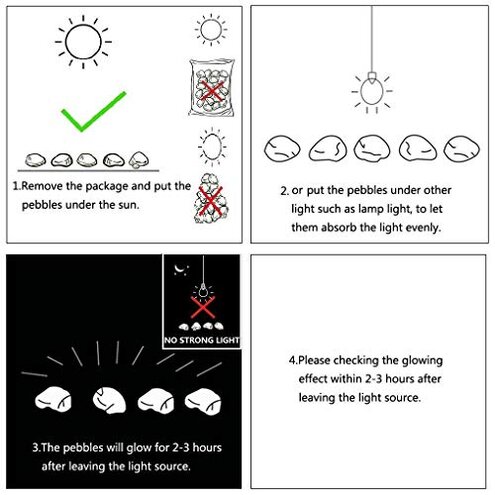 4.8Lbs 1100pcs Glow in The Dark Stones Garden Pebbles Rocks Indoor Outdoor Decor Luminous Stone for Walkways Driveway Yard Grass (White in Daytime, Blue in Night)