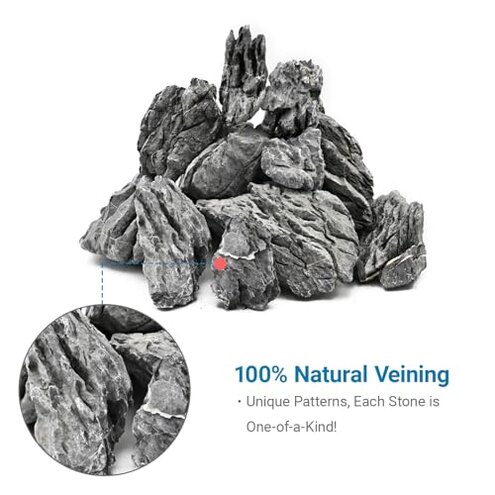 KINGRUI Natural Seiryu Rock Stone 11LB Dragon Stone for Aquarium Landscaping Models Fish Tank Decoration Reptile and Amphibian enclosures 3-6inch