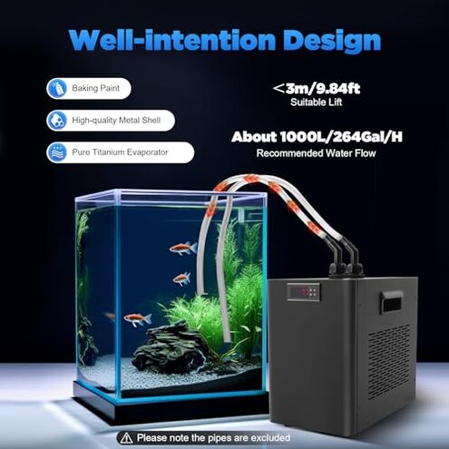 160L/42.27GAL Aquarium Chiller, 270W Aquarium Water Hydroponic Cooling System Chiller Fish Shrimp Tank Cooler, Circulation Function Constant Temperature for Water Weeds Axolotl Jellyfish Coral Shrimp