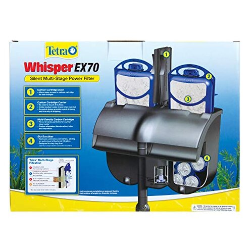 Tetra Whisper EX 70 Filter For 45 To 70 Gallon aquariums, Silent Multi-Stage Filtration, WHITE