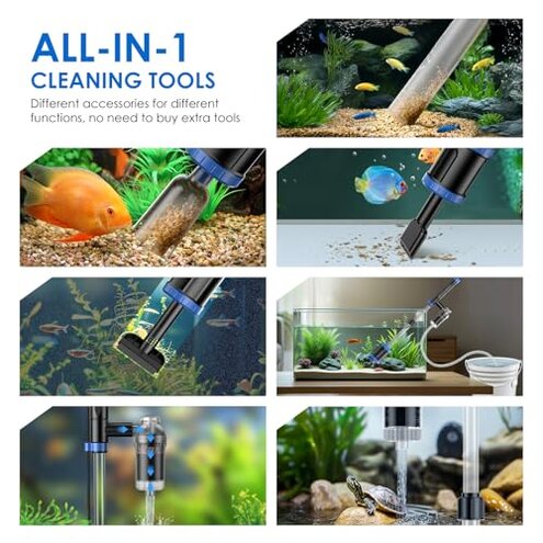 Suness 3 Gravel Cleaner Electric: Aquarium Vacuum Gravel Cleaner with Strong Suction for Automatic Water Change Algae Cleaner Sand Wash Water Circulation and Water Shower, Timed Off