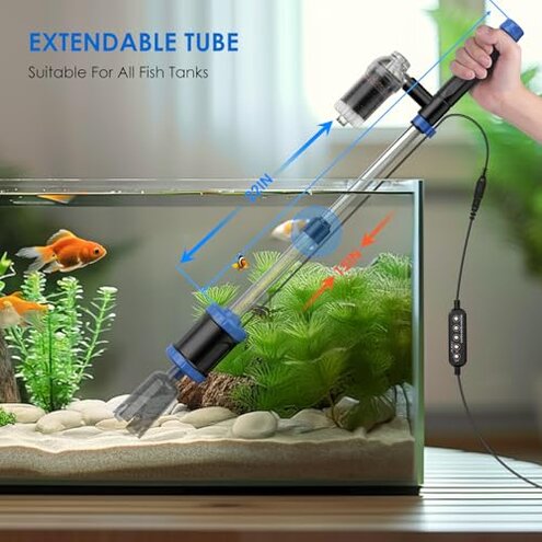 Suness 3 Gravel Cleaner Electric: Aquarium Vacuum Gravel Cleaner with Strong Suction for Automatic Water Change Algae Cleaner Sand Wash Water Circulation and Water Shower, Timed Off