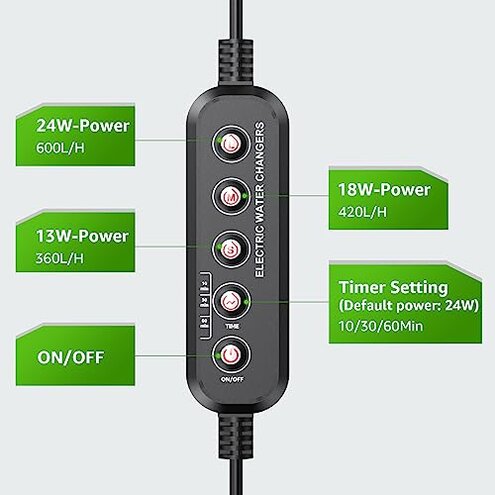 Suness Electric Aquarium Vacuum Gravel Cleaner: 24W Fish Tank Vacuum Gravel Cleaner with Strong Suction for Automatic Water Change Algae Remover Sand Wash Water Shower and Water Circulation, Timed Off