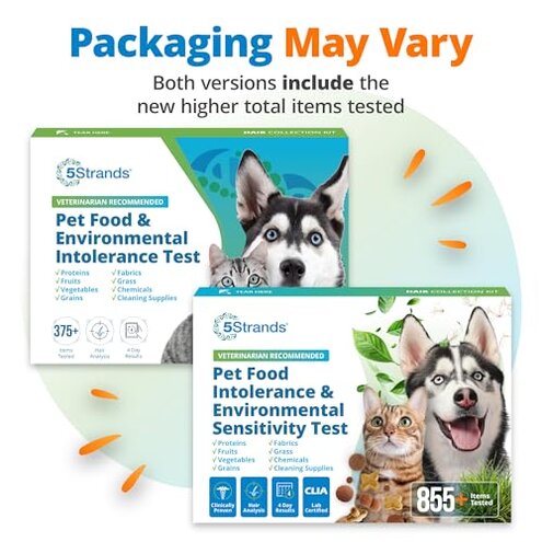 5Strands Pet Food Intolerance & Environmental Sensitivity Test, at Home Gut Health Test for Dogs & Cats, 857 Items Tested, Pet Health Check, Results in 4 Days, for All Ages and Breeds