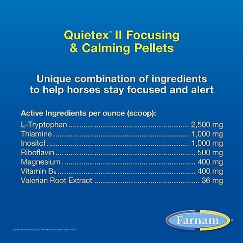 Farnam Quietex II Horse Calming Supplement Pellets, Helps Manage Nervous Behavior And Keep Horses Calm & Composed In Stressful Situations, 1.625 Lbs, 26 Day Supply