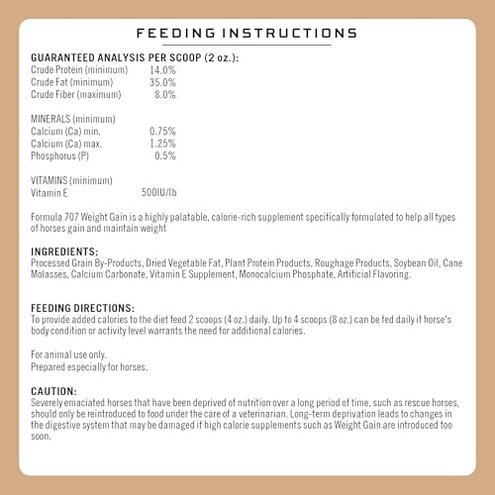 Formula 707 Weight Gain Crumble Equine Supplement, 7 lb Bag &ndash; Palatable, Calorie-Rich Nutritional Support for Hard-to-Keep and Senior Horses