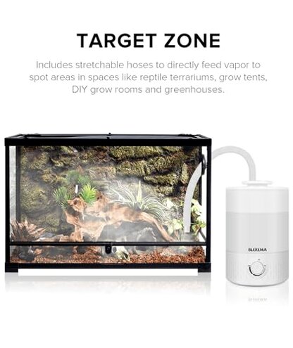 No Leak Reptile Fogger Humidifiers Mister for Reptile Tank, 3L Top-Fill Terrarium Humidifier with Hose - Ideal for Snakes, Tortoises, Chameleons, Ball Python and Hermit Crabs (Single/Dual Fog Output)