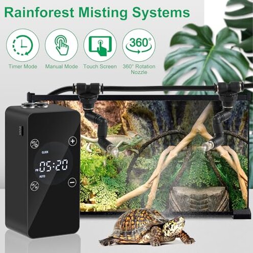 Reptile Mister With Inner Clock, Easy to Setup Misting Timer for Reptile Tanks, DIY Misting System for Amphibians, and Rainforest Plants