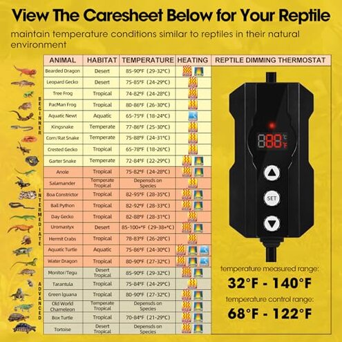 Reptile Dimming Thermostat Reptile Terrarium Thermometer Hygrometer