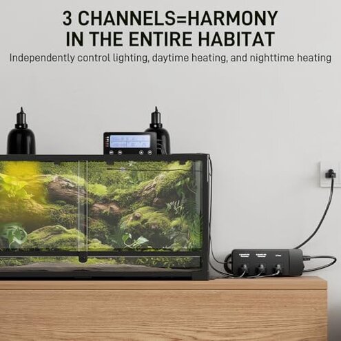 REPTIZOO Timing Thermostat, 2 in 1 PID Temperature Controller with Timer, Reptile Dimming Thermostat for Heat Lamp Heat Mat, Timing Function for Reptile Light Bulb/Heat Mats/Reptile Fogger and More