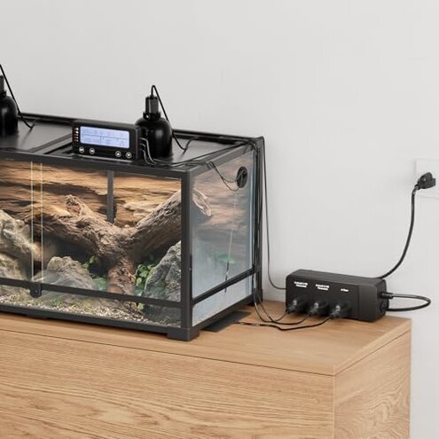 REPTIZOO Timing Thermostat, 2 in 1 PID Temperature Controller with Timer, Reptile Dimming Thermostat for Heat Lamp Heat Mat, Timing Function for Reptile Light Bulb/Heat Mats/Reptile Fogger and More