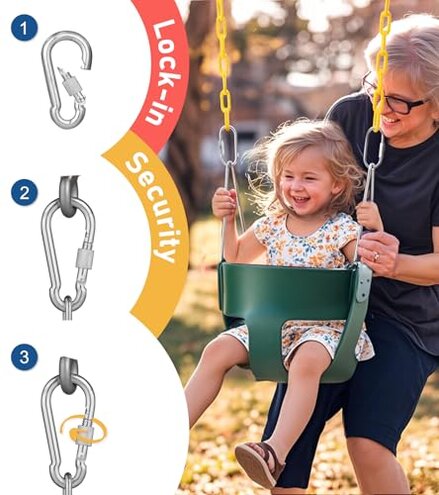 High Back Full Bucket, Toddler Swing with Coated Chains & Triangle Dip Pinch Protection for Safety, Baby Swing Outdoor with Locking Buckles, Toddler Bucket Swing for Backyard, Playground, Green