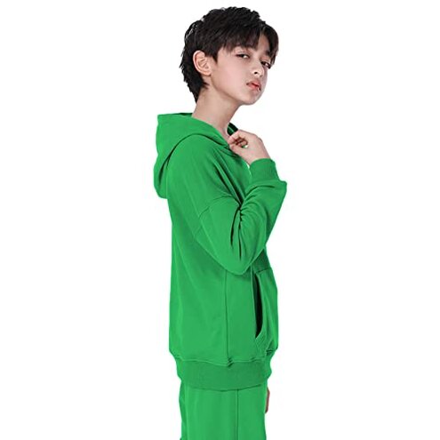 amropi Boy's Hooded Tracksuit Pullover Sweatshirt Jogging Pants Set 2 Pieces Sweatsuit Green, 11-12 Years