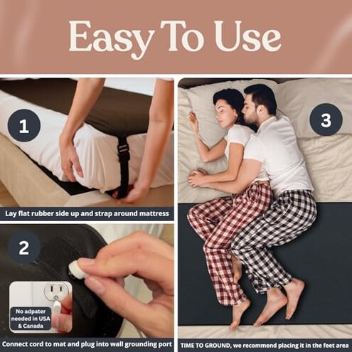 Grounding Mat for Bed King, Queen, Full Size, for Sleeping Improvement, Muscle Relaxation, Earthing Pad for Feet, Mats for Desk, Earth, Pads for Bedding, Wellness Gift