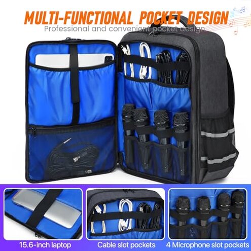 GOTECH Audio Mixer Travel Case Bag, DJ Mixer Storage Backpack Compatible with RODECaster Pro, RODECaster Pro II, RC Duo, Podcast Mixer Case for Microphones and More Podcast Equipment