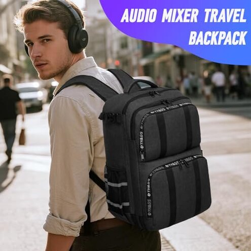 GOTECH Audio Mixer Travel Case Bag, DJ Mixer Storage Backpack Compatible with RODECaster Pro, RODECaster Pro II, RC Duo, Podcast Mixer Case for Microphones and More Podcast Equipment