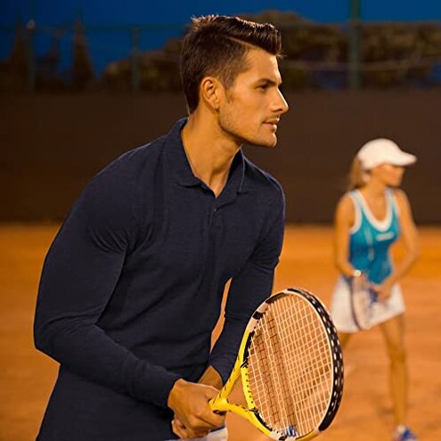 BALENNZ Long Sleeve Polo Shirts for Men - Moisture Wicking Quick Dry Golf Polos - Athletic Long Sleeve Golf Shirts 4CL