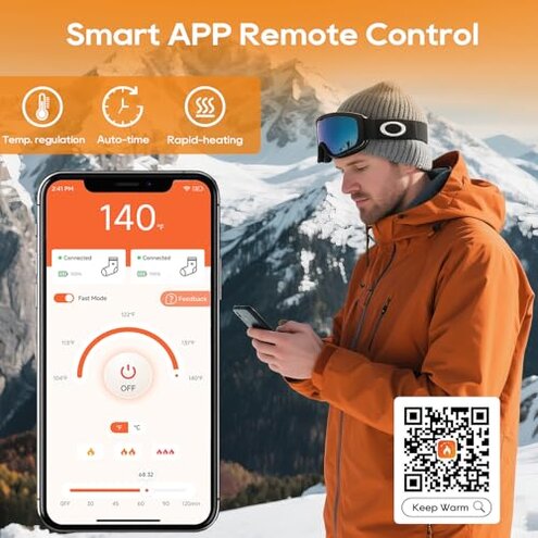 Heated Socks for Men Women, 8000mAh Rechargeable Battery Electric Heating Socks with APP Control Washable Winter Warm Socks for Foot Warmer Outdoor Fishing Hunting Ski Cycling Hiking Camping (Large)