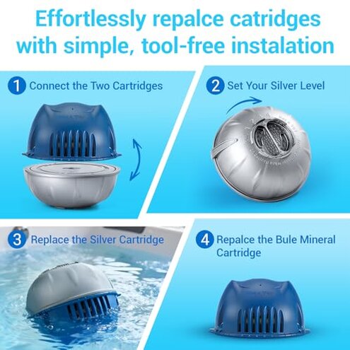 Hot Tub Cartridge Replacement for use with Frog Ease Floating System，Works Exclusively with The Frog Mineral Cartridge for Hot Tubs up to 600 Gallons - 3 Pack