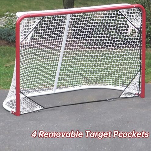 Hockey Net Replacement Compatible with EZ Goal,4 x 6-Feet,with 4 Removable Target Pockets,NET ONLY,NO Frame