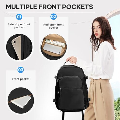 UPPACK Vacuum Backpack Travel With Pump for Women Men Carry on Backpack Luggage Flight Approved Personal item Travel Bag Work College Casual Daypack Backpacks with Vacuum Compression Black