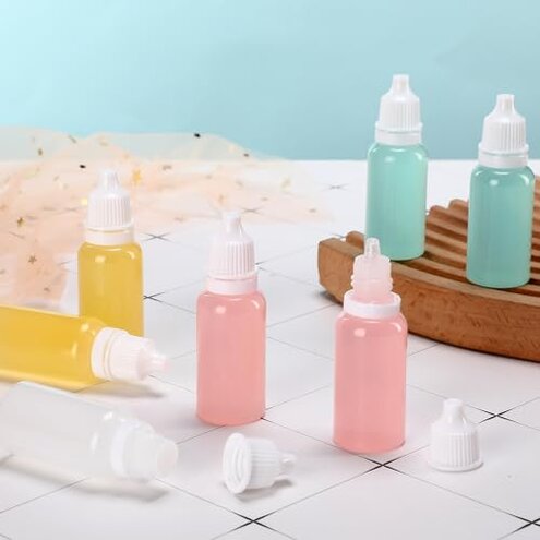 TrelaCo 300 Pcs Plastic Dropper Bottles Bulk 30ml Squeezable Eye Liquid Dropper with Caps Clear Refillable Bottle for Liquids Oils Essence Paint