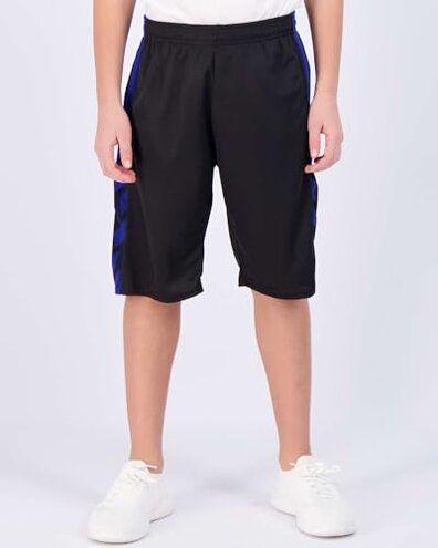 Real Essentials 5 Pack: Boys' Mesh Basketball Athletic Shorts with Pockets &ndash; Teen Kids Youth Quick Dry Soccer Running Gym L(14-16)