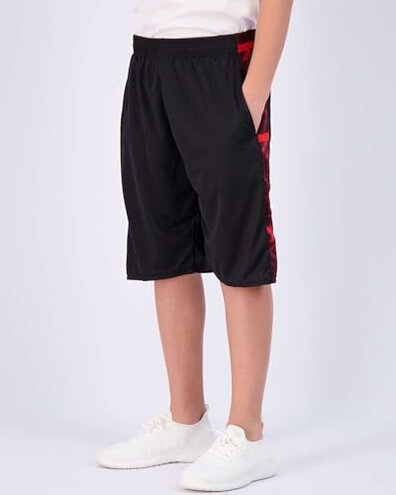 Real Essentials 5 Pack: Boys' Mesh Basketball Athletic Shorts with Pockets &ndash; Teen Kids Youth Quick Dry Soccer Running Gym L(14-16)