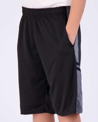 Real Essentials 5 Pack: Boys' Mesh Basketball Athletic Shorts with Pockets &ndash; Teen Kids Youth Quick Dry Soccer Running Gym L(14-16)