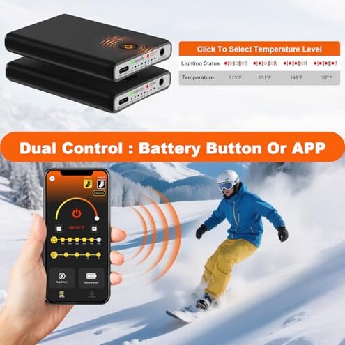 8000mAh Heated Socks for Men Women with App Control, Large-Capacity Rechargeable Battery, 360° Heating Warming, Electric Winter Socks, Foot Sole Heating, Foot Warmer for Skiing,Hiking,Hunting,Outdoor