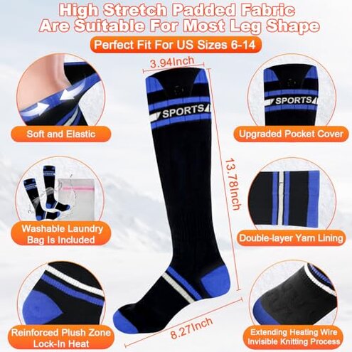8000mAh Heated Socks for Men Women with App Control, Large-Capacity Rechargeable Battery, 360° Heating Warming, Electric Winter Socks, Foot Sole Heating, Foot Warmer for Skiing,Hiking,Hunting,Outdoor