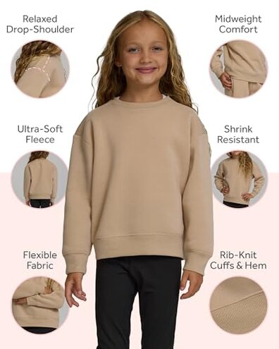 PURE CHAMP Girls Sweatshirt 3 Pack Hoodie for Teen Girls Crewneck Sweatshirt Quarter Zip hoodies Fleece Sizes 4&ndash;16 Clothing (Set 3 Size Large)