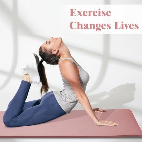 Yoga Mat 1-Inch Extra Thick High-Density Exercise Mat with Non-Slip Surface & Carry Strap for Men & Women Tear-Resistant Pilates Workout Mat for Home Gym, Floor Fitness, Pale Pinkish