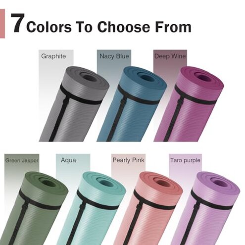 Yoga Mat 1-Inch Extra Thick High-Density Exercise Mat with Non-Slip Surface & Carry Strap for Men & Women Tear-Resistant Pilates Workout Mat for Home Gym, Floor Fitness, Pale Pinkish