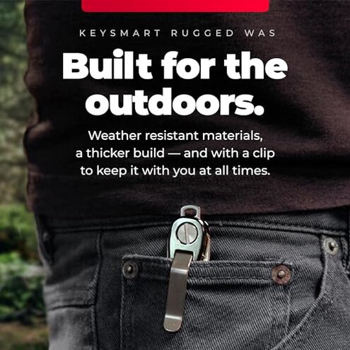 KeySmart Rugged - Multitool Key Holder for Keychain w/Bottle Opener and Pocket Clip, Organizer for Keys, EDC Keychains, Ring for Car Fobs Key Chains, Expandable (Up to 14 Keys, Titanium)