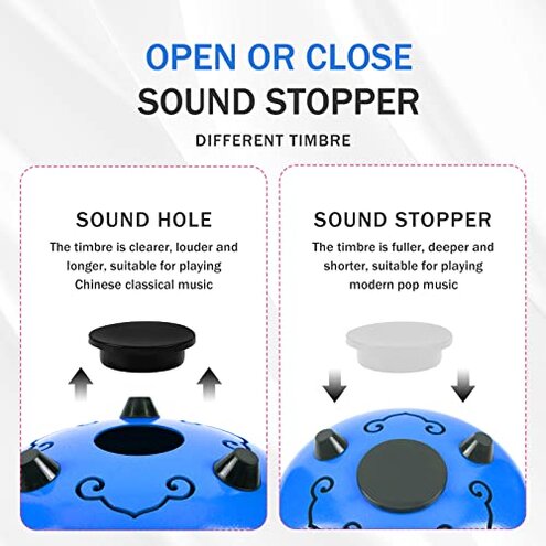 Steel Tongue Drum Kids Instrument: Musical Metal Tank Drums Set 6 Inch 8 Notes C-Key for Meditation Yoga Education Percussion with Bag, Music Book, Mallets, Finger Picks(Blue)