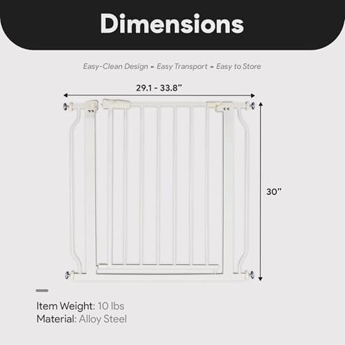 BalanceFrom Easy Walk-Thru Baby and Pet Safety Gate with Hold-Open and Auto-Close &ndash; Adjustable Steel Barrier for Stairs, Doorways, and Hallways, No Drilling Installation
