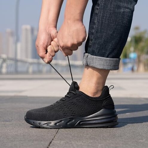 LARNMERN Men Non Slip Work Sneakers Water Resistant Food Service Zapatos Trabajo Antideslizantes Walking Shoes Waterproof Shoes Slip-on, Black 10.5