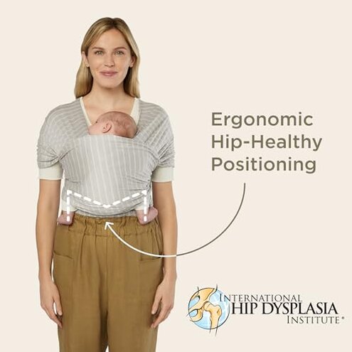 Ergobaby Sustainable Knit Aura Baby Carrier Wrap for Newborn to Toddler (8-25 lbs) - Comfortable, Ergonomic, & Ultra-Soft Newborn Wrap Carrier - One Size Fits Most - Rayon, Cream