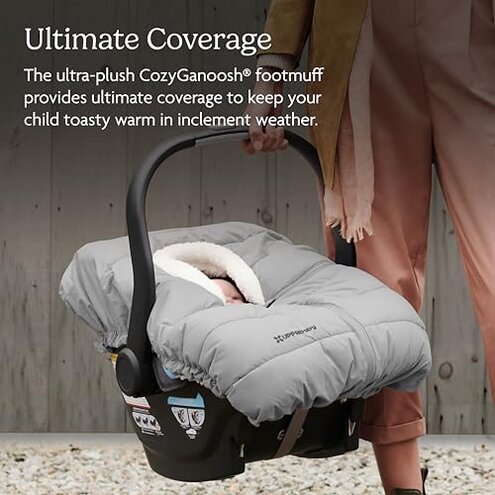 UPPAbaby CozyGanoosh for Aria and Mesa Infant Car Seat Carriers/Ultra-Plush, Weather-Proof/Light Grey