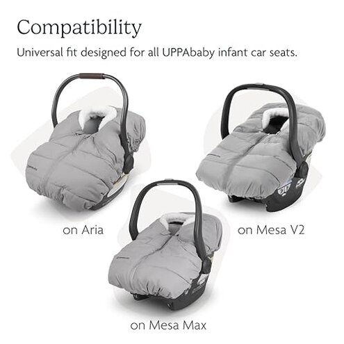UPPAbaby CozyGanoosh for Aria and Mesa Infant Car Seat Carriers/Ultra-Plush, Weather-Proof/Light Grey