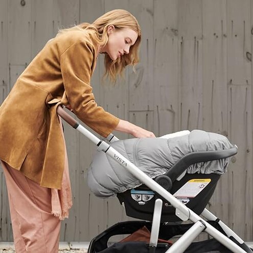 UPPAbaby CozyGanoosh for Aria and Mesa Infant Car Seat Carriers/Ultra-Plush, Weather-Proof/Light Grey