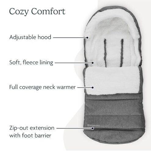 UPPAbaby CozyGanoosh 2-in-1 Seasonal Footmuff - Easily Attaches to UPPAbaby Strollers and RumbleSeat &ndash; Versatile, Ultra-Plush Zip-Out Liner for Cold Weather &ndash; Jake (Charcoal)