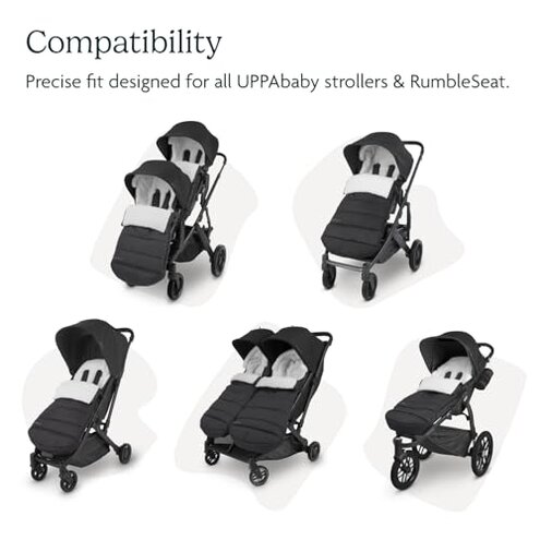 UPPAbaby CozyGanoosh 2-in-1 Seasonal Footmuff - Easily Attaches to UPPAbaby Strollers and RumbleSeat &ndash; Versatile, Ultra-Plush Zip-Out Liner for Cold Weather &ndash; Jake (Charcoal)
