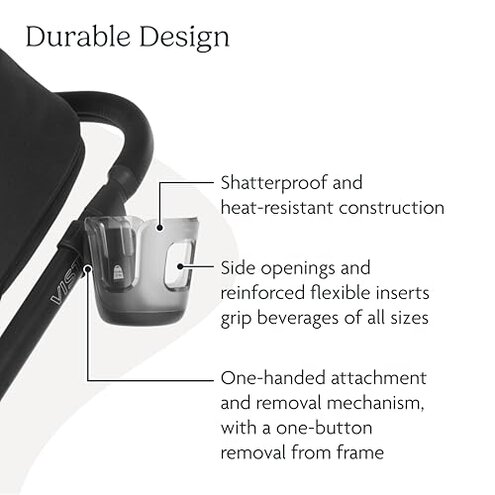 UPPAbaby Cup Holder for Vista, Cruz, Minu Strollers - Quick, Intuitive Attachment + Removal - Securely Holds Various Size Beverages - BPA Free + Dishwasher Safe - Folds Attached