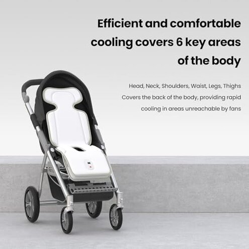Bella's Friends Baby Stroller Cooling Pad with 2 Built-in Blower Up to 10H MAX 10000 mAh Rechargeable 3 Speed Adjustable Car Seat Liner Cooling Cushion for Toddler Outdoors Summer Baby Essentials