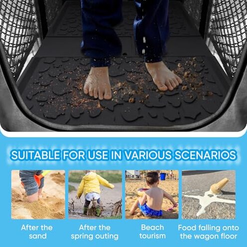 All Weather Mat for Wrangler Deluxe 4 Seater Stroller Wagon,Myvikcar Insert Floor Protect Pad 31.5x22'' (Black-31.5x22'')