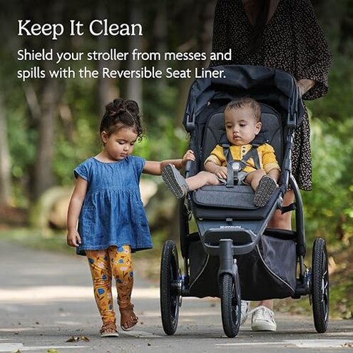 UPPAbaby Reversible Seat Liner/Water-Resistant and Comfortable/Easy Stroller Attachment/Reed (Charcoal Denim/Cozy Knit)